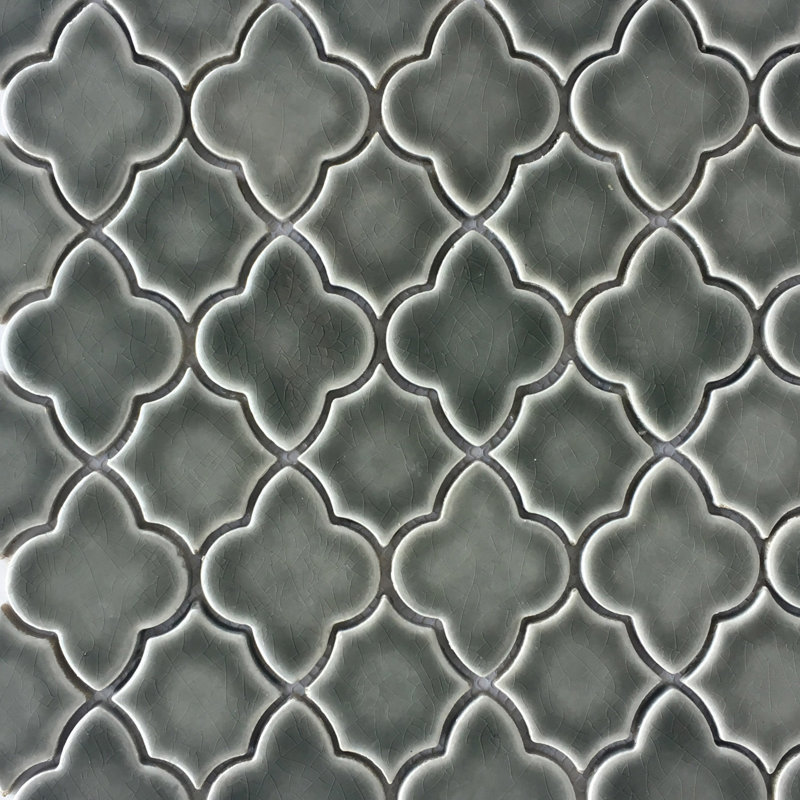Carreau de mosaïque en porcelaine Arabesque, Vert Kipling