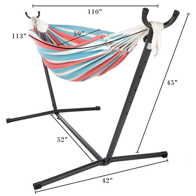 Pure Garden Hammock with Stand, Blue/Red Stripe, Red/Light Blue/Cream Striped