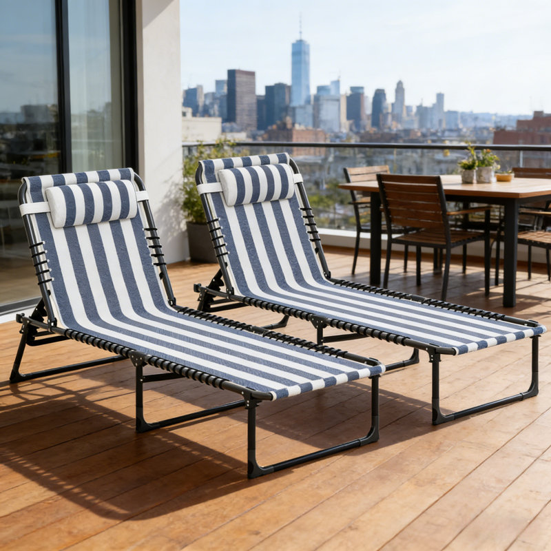 Outdoor Chairs,2 Folding Chaise Lounge, 2