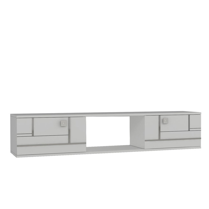 Meuble télé, Blanc / argenté
