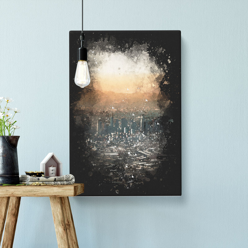 High over the Los Angeles Skyline - Wrapped Canvas, 91cm H x 60cm W x 3cm D