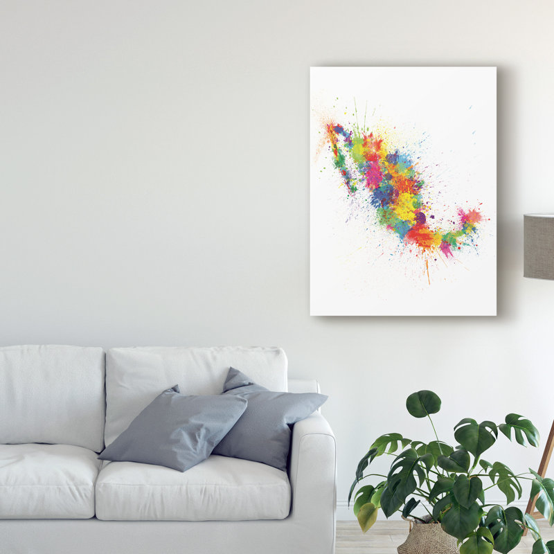 « mexico paint splashs map », impression sur toile tendue, H 32 po x l 24 po x P 2 po