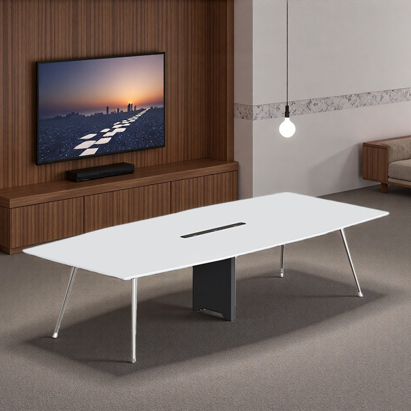 Table de conférence New Modern Minimalist, H 29,53 po x L 110,24 po x l 47,24 po, Blanc
