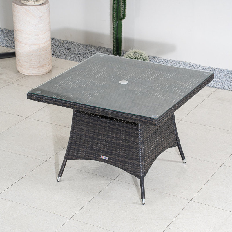 Square Rattan Patio Dining Table
