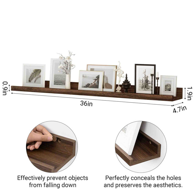 2 Piece Floating Shelf, Walnut