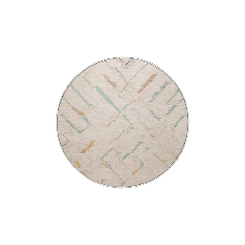 Machine Washable Beige Area Rug, Round 6'