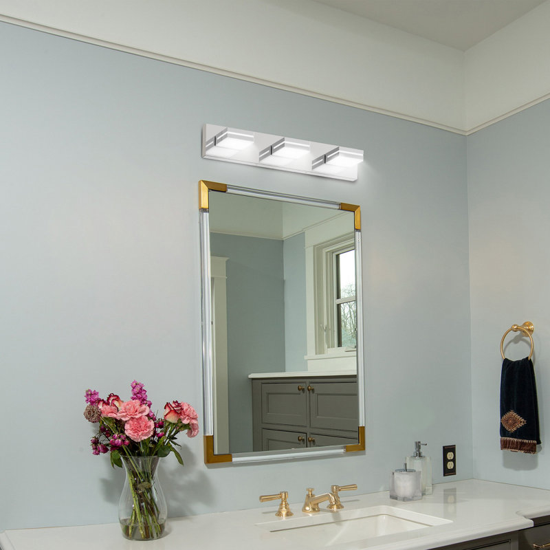 Éclairage pour meuble-lavabo à 3 lumières DEL à intensité variable avec têtes de lampe rotatives à 360 ° chromées pour salle de bain, meuble-lavabo, miroir et salon