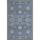 Greer Hand Tufted Wool Floral/Oriental Area Rug in Denim/Brown/Cream/Tan/Teal