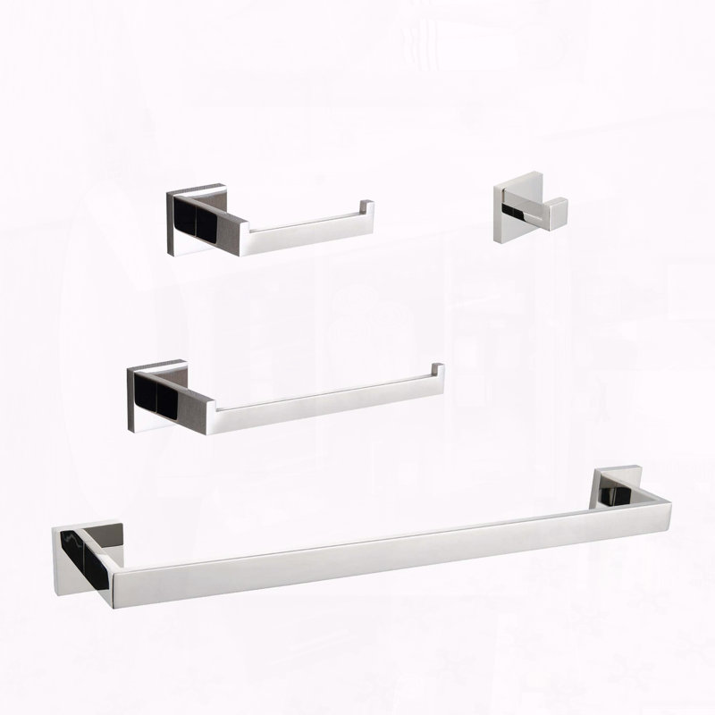 4-Piece Stainless Steel Bathroom Hardware Set, Chrome