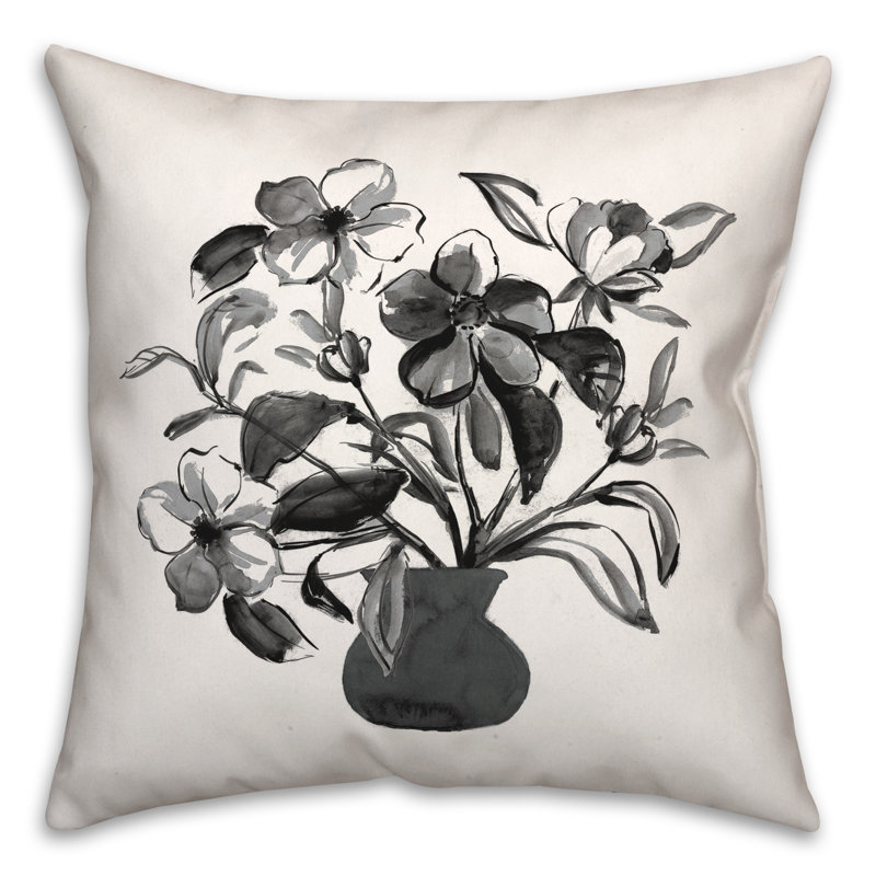 Coussin Monochromatique à motif floral I