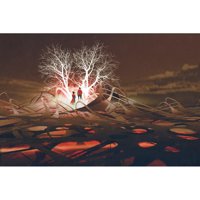 Larine A Couple before Glowing Trees 1 Piece Wrapped Canvas Wall Art, 20cm H x 30cm W x 3.8cm D