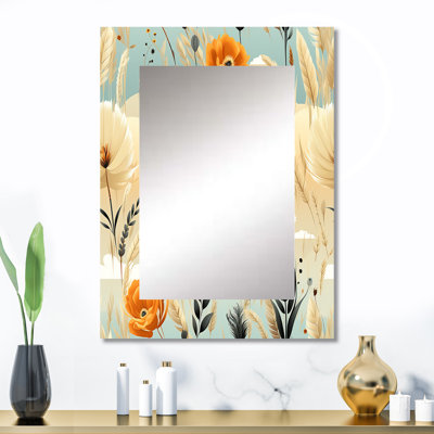 Motif bohème Fairlea beige Meadow Flowers - miroir décoratif floral, miroir mural floral