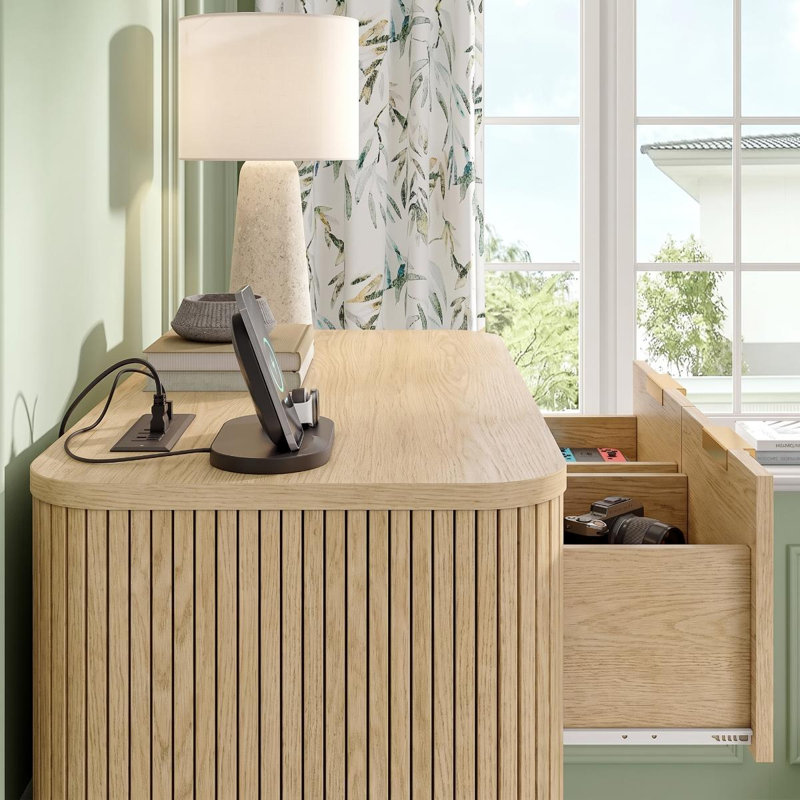48" Tall Fluted 5 Chest of Drawers, Oak