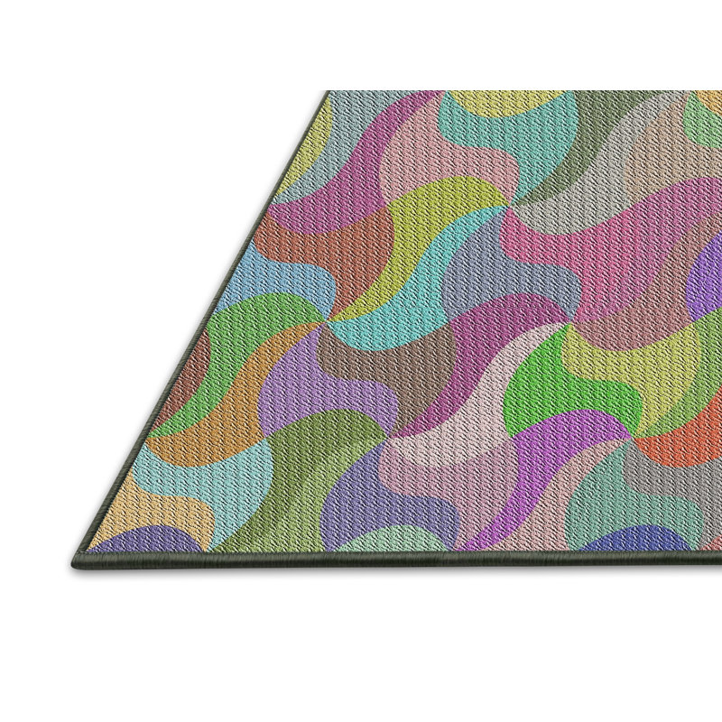 Vert abstrait Tapis décoratif, Rectangle 5 pi x 7 pi