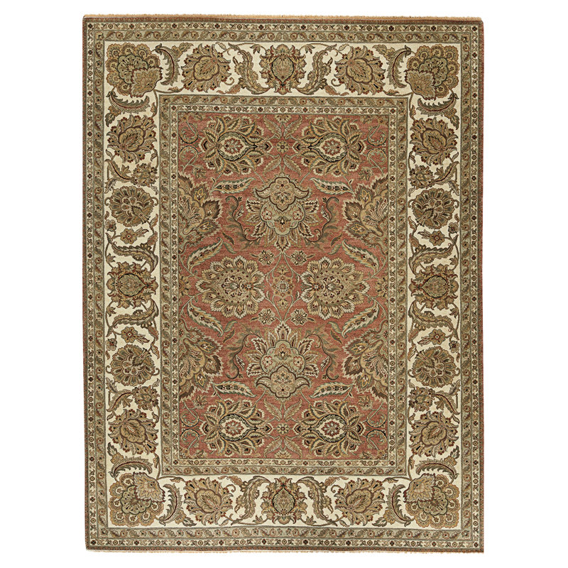 Tapis rouille et ivoire noué à la main de haute qualité