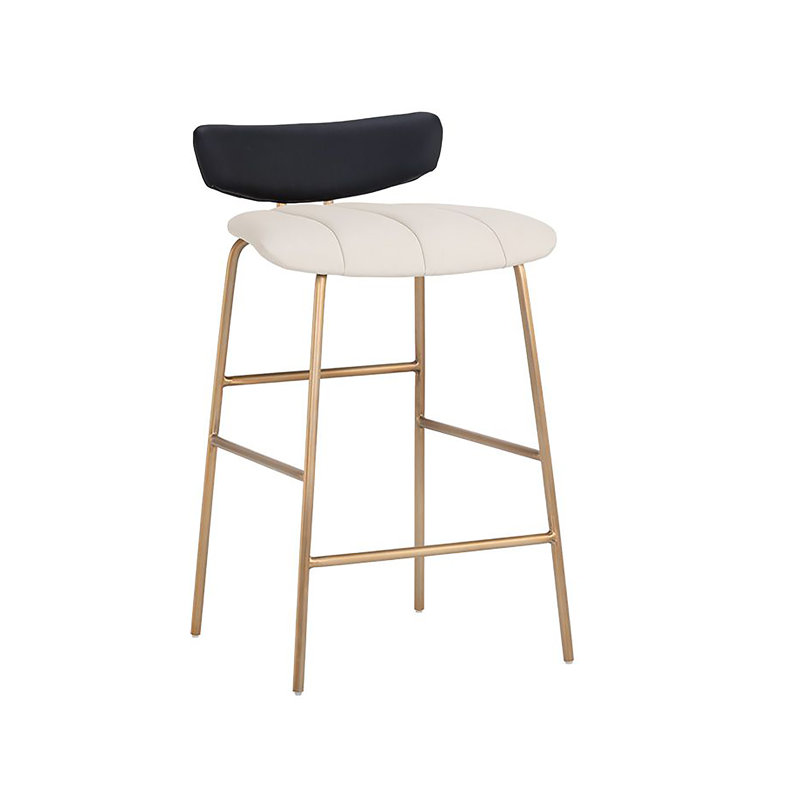 Lorelei Upholstered Stool, Black Faux Leather, Counter Stool (26" Seat Height)