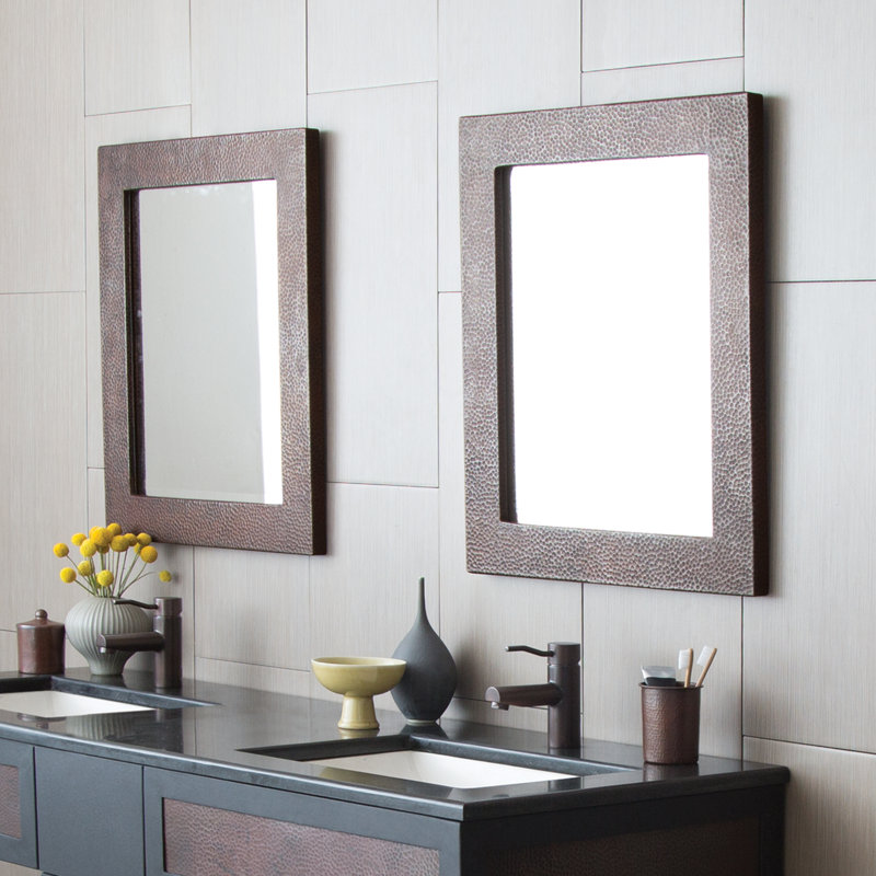 Sedona Rustic Beveled Bathroom Mirror, 26" H x 22" W
