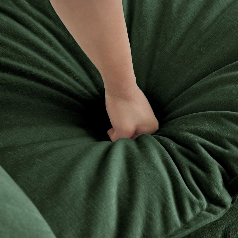 Corduroy Sofa with 1 Footrest, 33.03" H x 76.72" W x 35.03" D, Green Chenille
