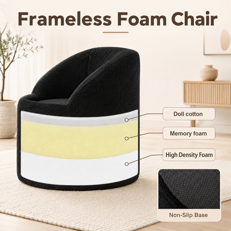 Fauteuils d'appoint cylindriques de 80 cm, canapé une place à compression avec assise surélevée et soutien ergonomique, aucun assemblage requis