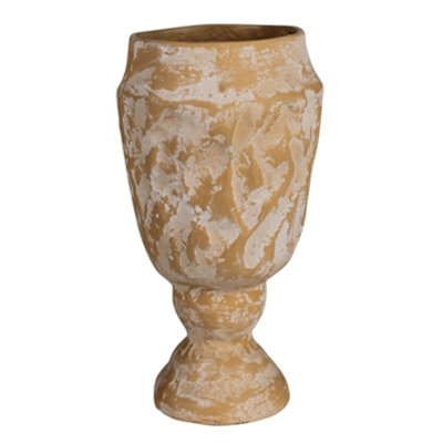 Vase sur pied, terre cuite blanchie