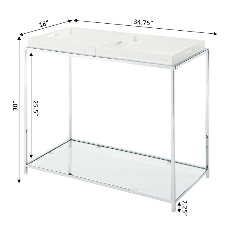 Planas 34.75" Console Table with Shelf and Removable Trays, White