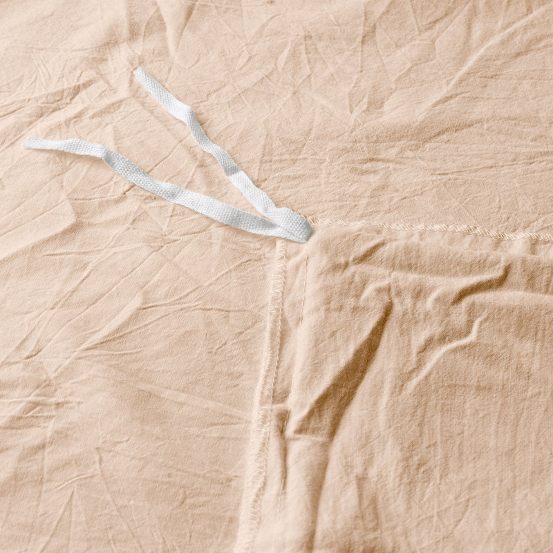 100% Cotton Crinkle Washed Duvet Cover Set, Full/Queen Duvet Cover + 2 Shams, Almond