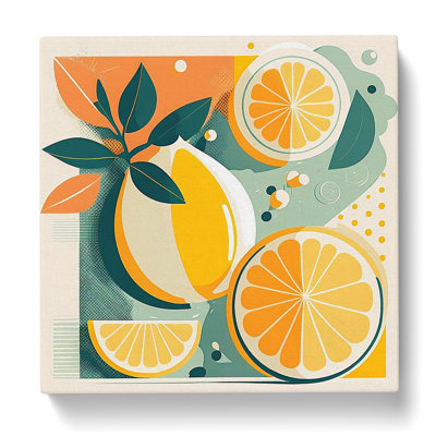 Lemon Fruit Mid-Century - Wrapped Canvas