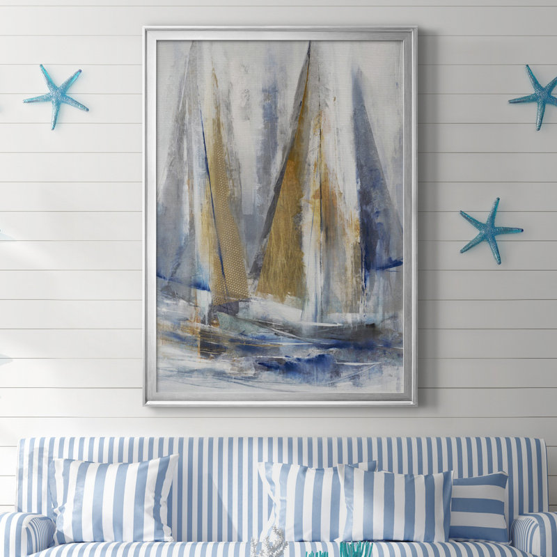 Croisière sur toile de qualité supérieure - prête à être accrochée, H 30,5 po x l 42,5 po x P 1,5 po, Toile encadrée argentée