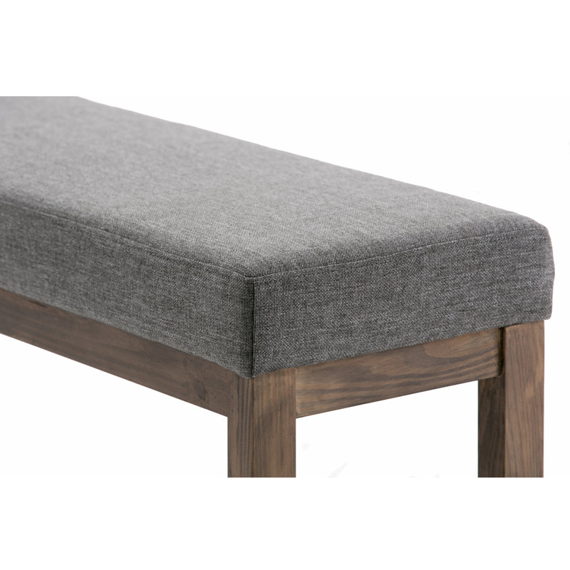 Milltown Gray Linen Upholstered Rectangular Footstool Bench
