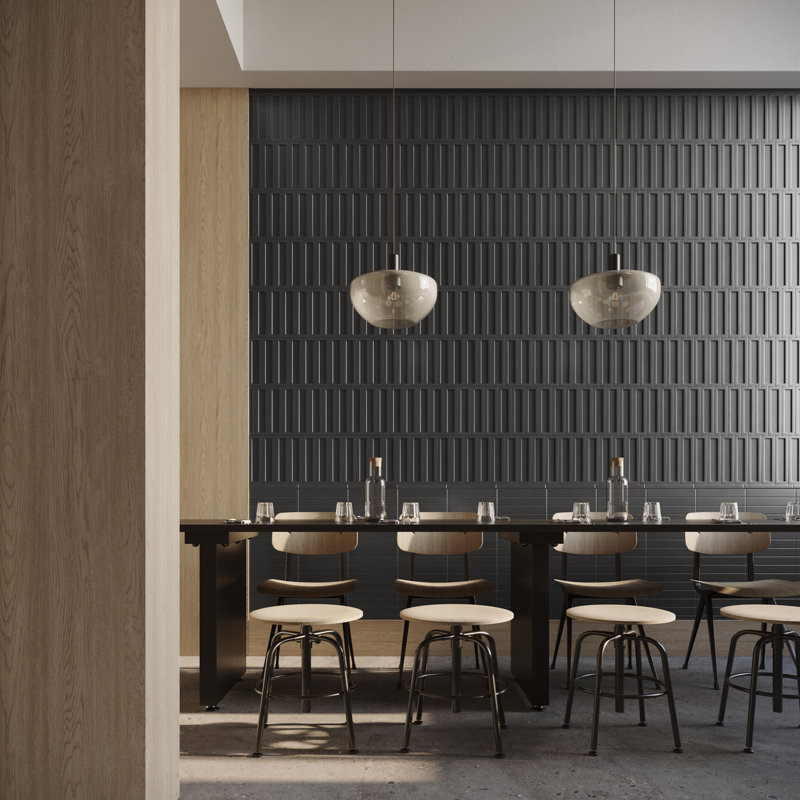 Arlo 3X11 3D Matte Ceramic Wall Tile, Black