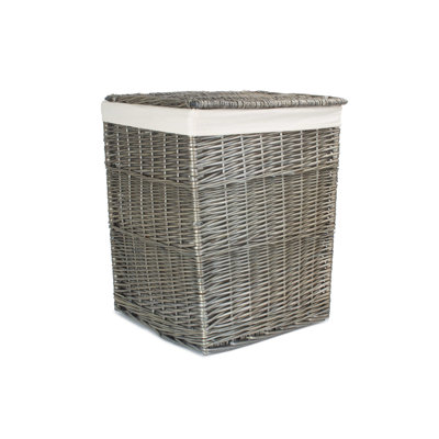 Wicker Lined Laundry Basket
