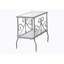 Table d'appoint, table d'appoint, table de bout, table de chevet, lampe, verre trempé transparent, métal gris, traditionnel-661145963