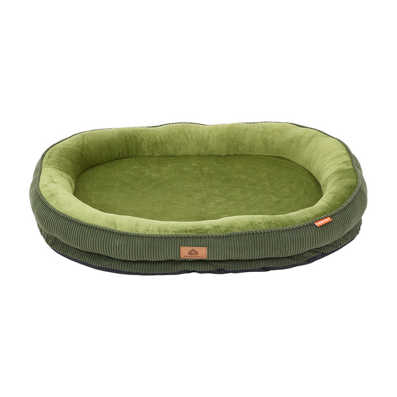 Corduroy Pet Bed, Large (12.5cm H x 75cm W x 60cm D), Green