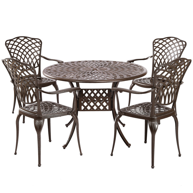 Cynthy 4 - Person Patio Dining Set with Round Table , Cushions Included