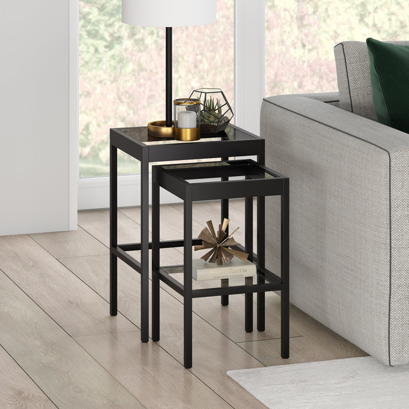 Alexis Glass Top Nesting Tables, Black