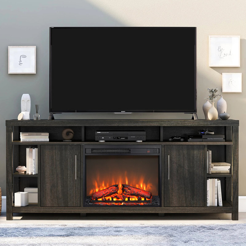 Foyer électrique encastrable 23 pouces: chauffage ultra-mince avec bûche et flamme réaliste. Minuterie à distance, protection contre la surchauffe. 1400 W de chaleur, 5000 / H, 11 réglages de température, 4 réglages de luminosité. Meuble télé Suits ou