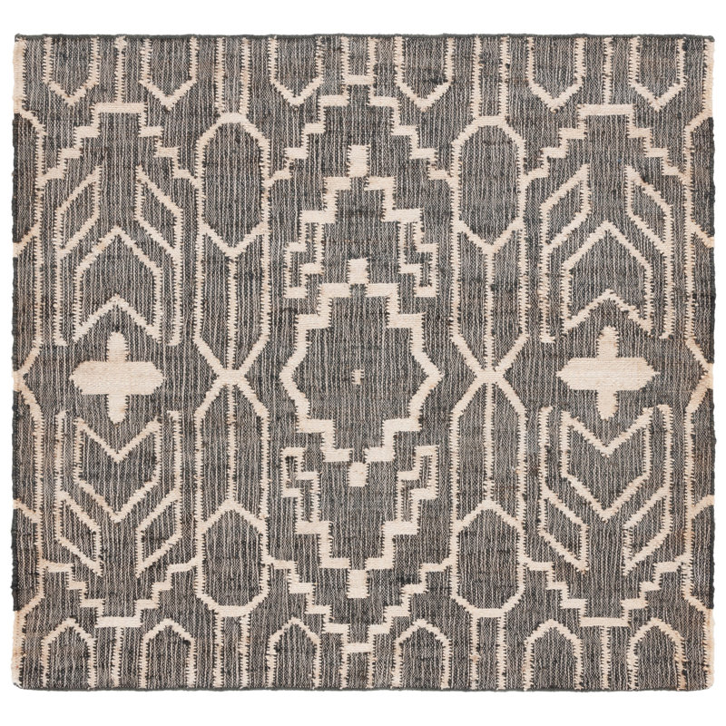 Natural Fiber Flat Weave Jute Southwestern Rug, Square 6'