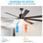 Ventilateur de plafond moderne en bois avec lumière et télécommande, moteur à courant continu réversible à 6 vitesses et ventilateur de plafond