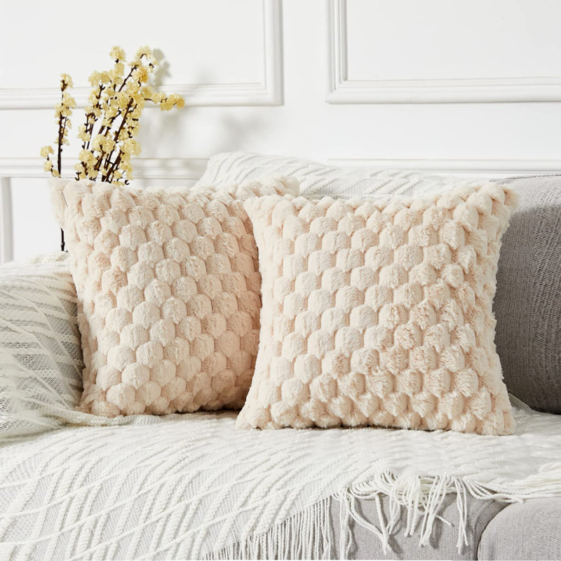 Ensemble de 2 housses de coussin décoratives 18 x 18, Beige