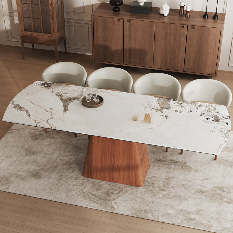 Table de salle à manger moderne extensible pour 6 à 8 personnes avec plateau en pierre frittée