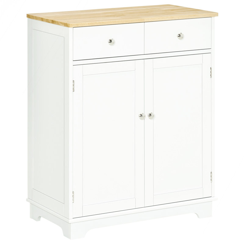 Buffet Cabinet, 2-Doors Door Kitchen Cabinet, Coffee Bar Storage With 2-Drawers, Adjustable Shelf, White