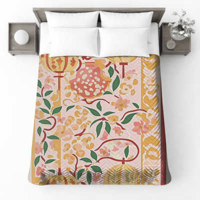 Couvre-lit matelassé à motif floral de lanterne toutes tailles