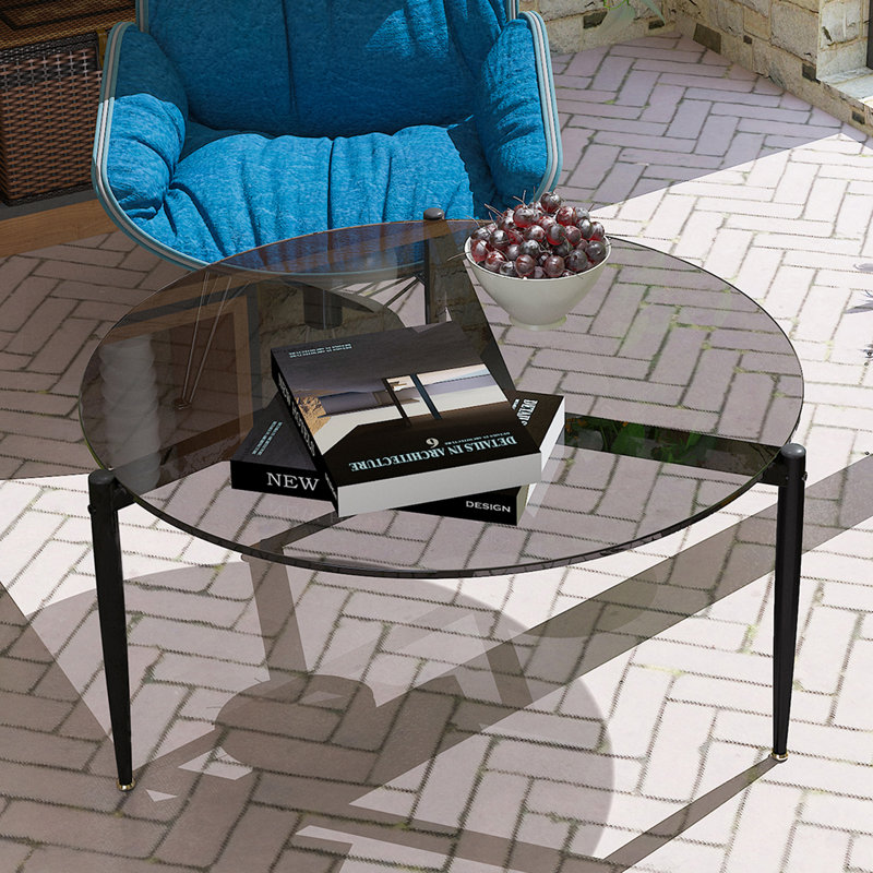 Bjarnhildur Glass Top Single Coffee Table, Grey
