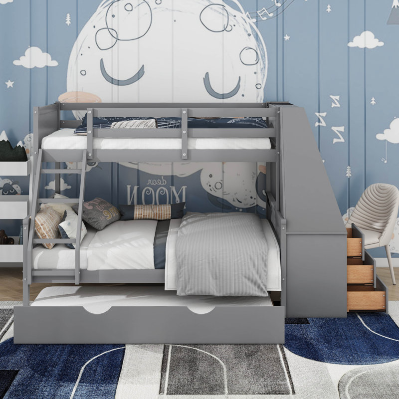 Jeniffer Twin Over Twin Standard Bunk Bed with Slide - Thumbnail 2