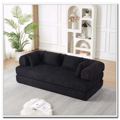 78.9-inch Convertible Sofa Bed with Modular Design and Chenille Fabric