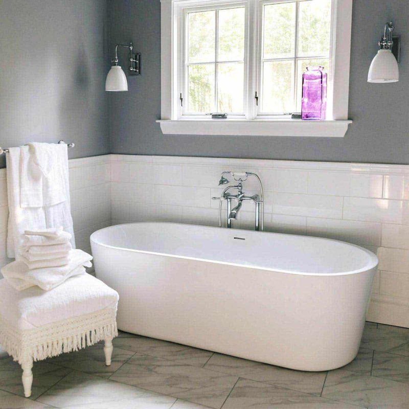 Mia 59'' x 29.63'' Soaking Acrylic Bathtub, Brushed Nickel
