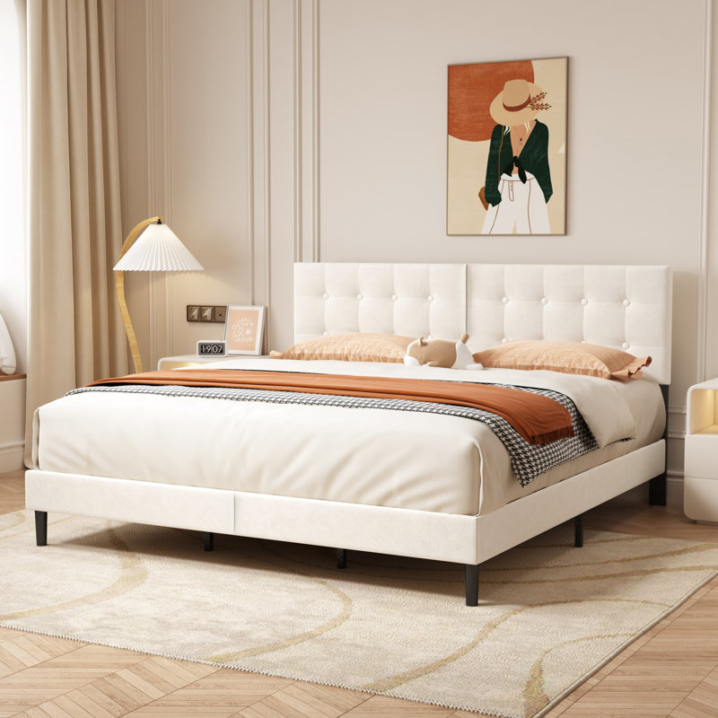 Upholstered Platform Bed, King, Black