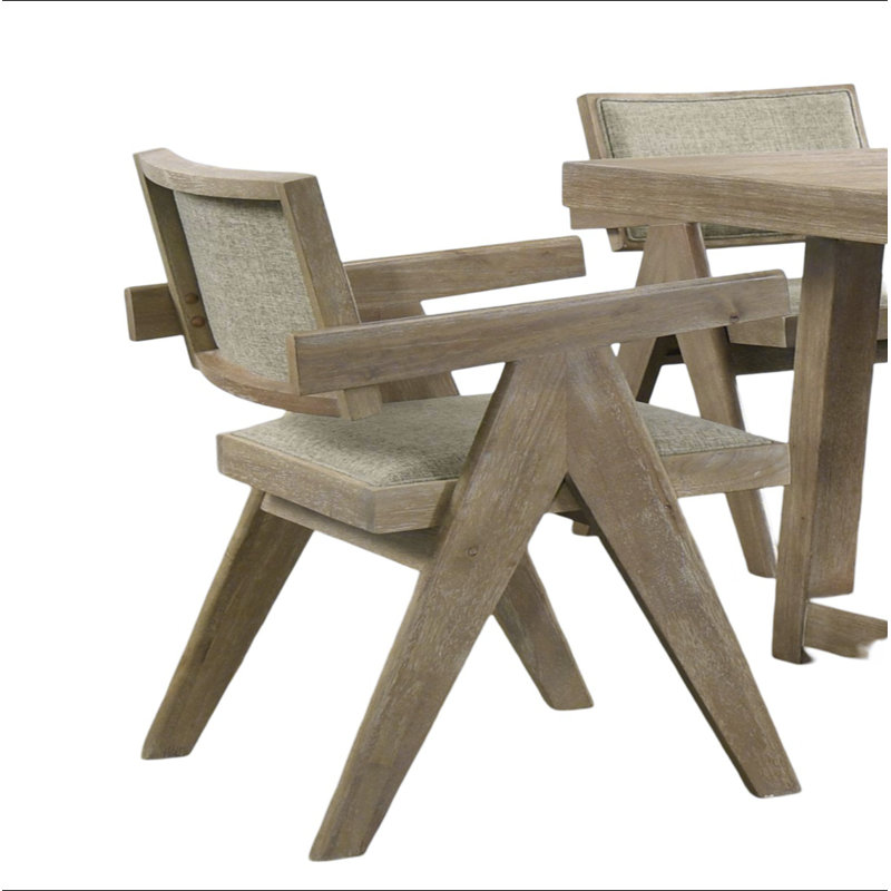 Chaises de salle à manger avec accoudoirs et revêtement en chêne et siège en polyester 2 pièces, Chêne