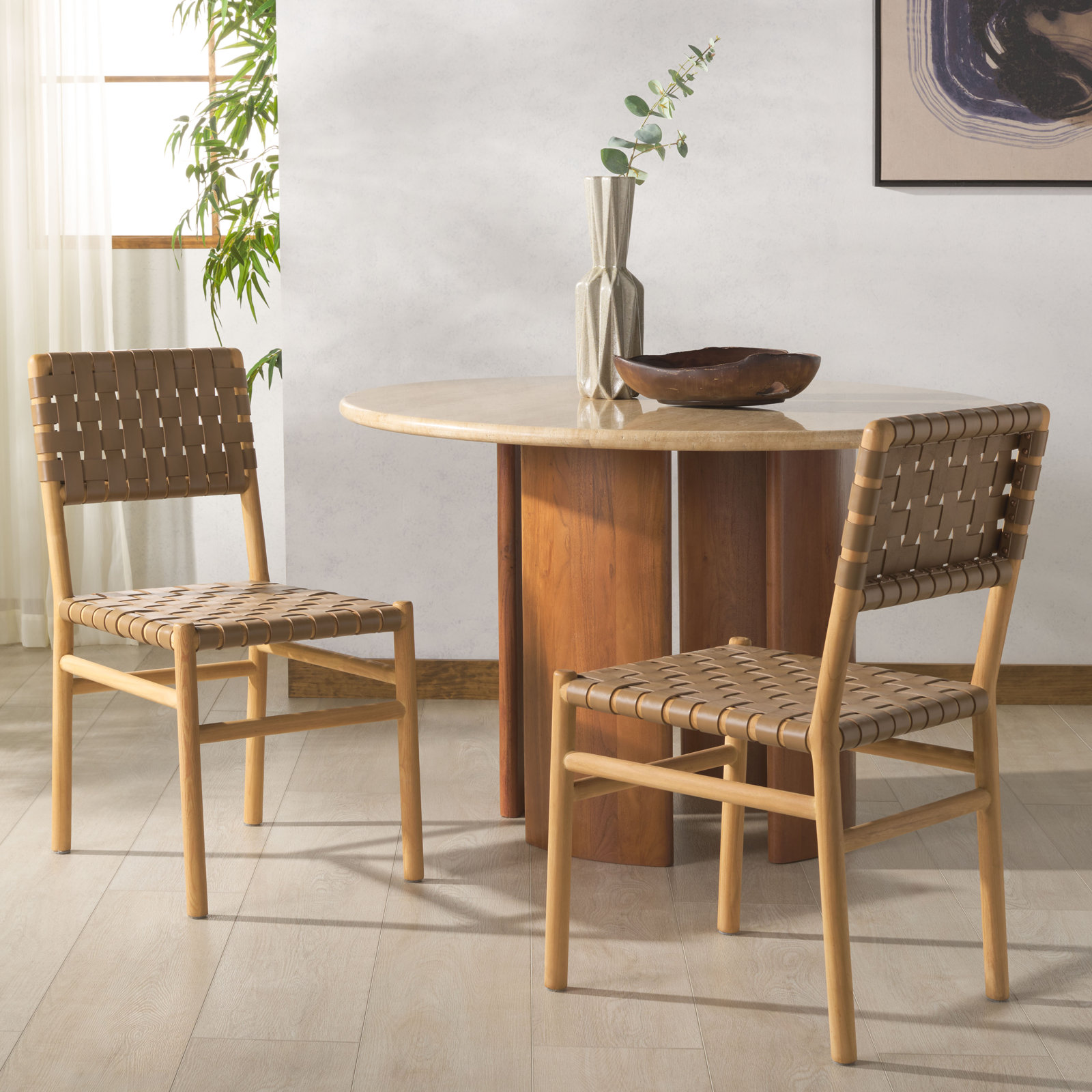 Jeremiah Genuine Leather Dining Chair, Brown