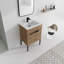 Meuble-lavabo autoportant / flottant pour salle de bain avec lavabo et poignée en métal-1191136833